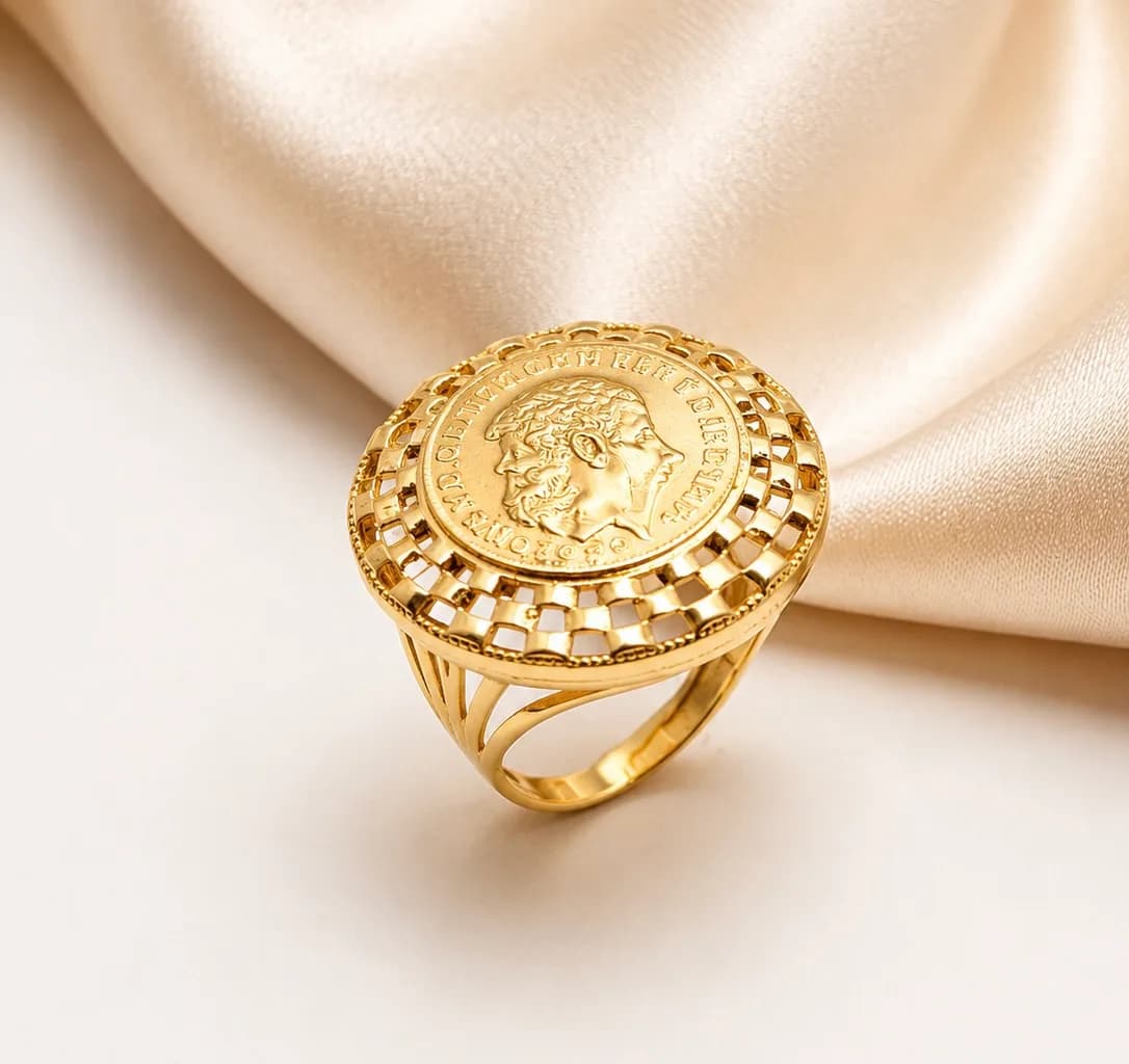 Bague Lira Damier en or