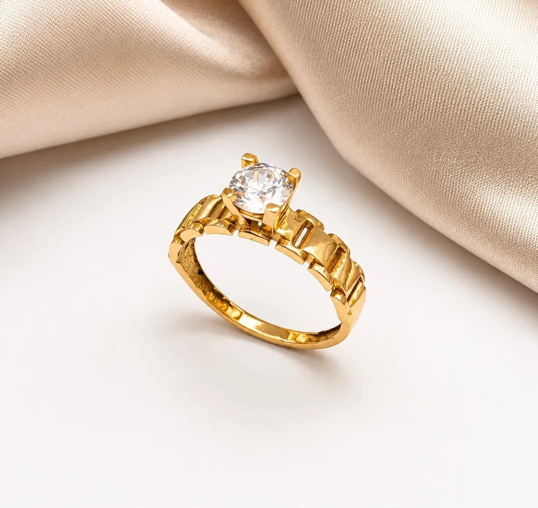 Solitaire Maille Carrée en or