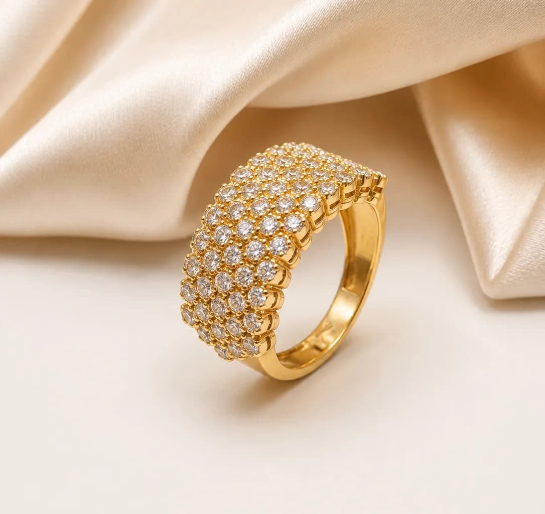 Bague Bandeau Pavé en or