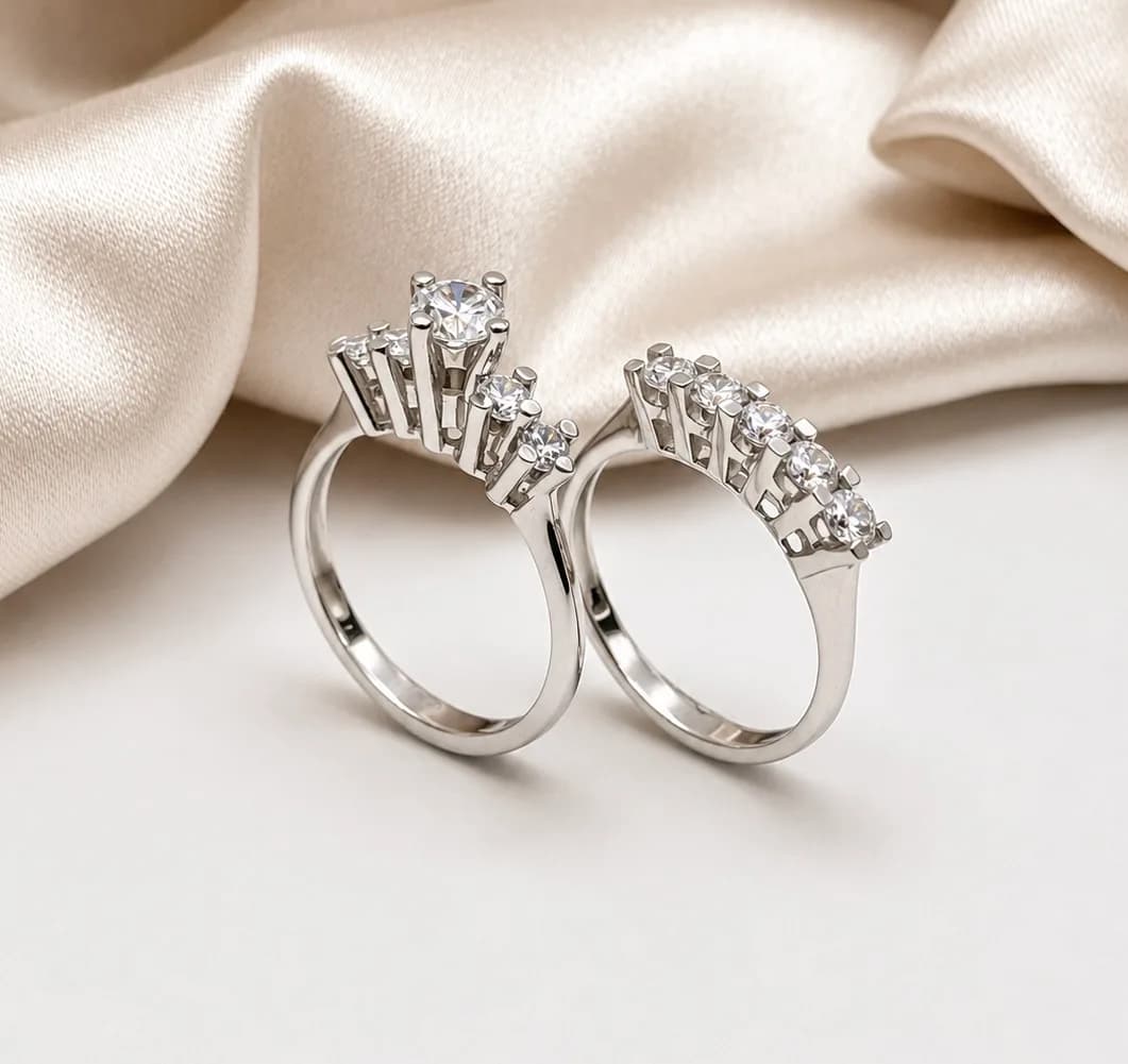 Duo Solitaire et Alliance Or Blanc en or